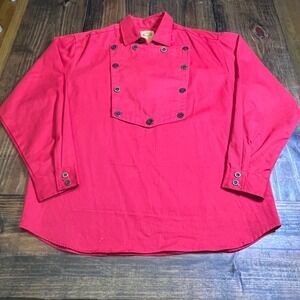 Wah Maker Frontier Clothing Mens Red Bib Front Western Shirt Made in USA Large